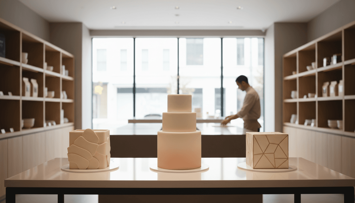 Premium handcrafted cake with elegant presentation in luxury bakery setting
